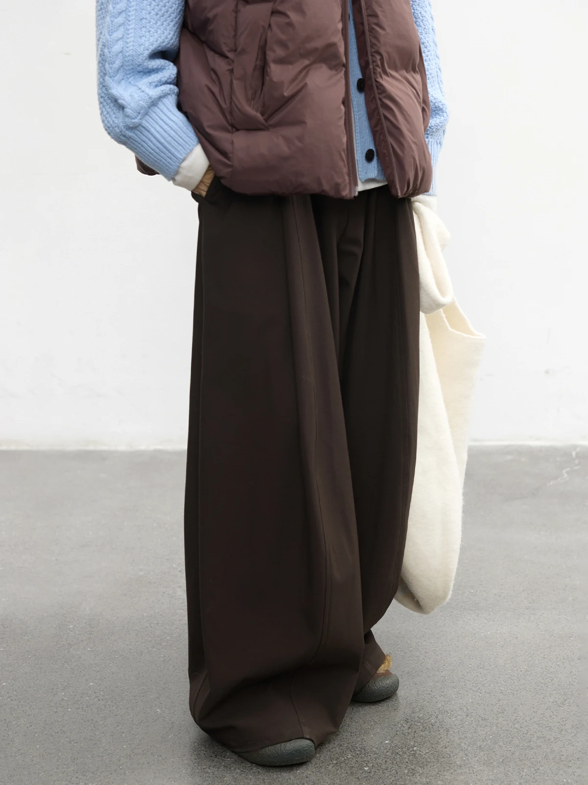 

Warm Casual Loose Coffee Color Knife Pants Lightweight Winter Long Trousers Comfortable Natural Waist Polyester Fiber