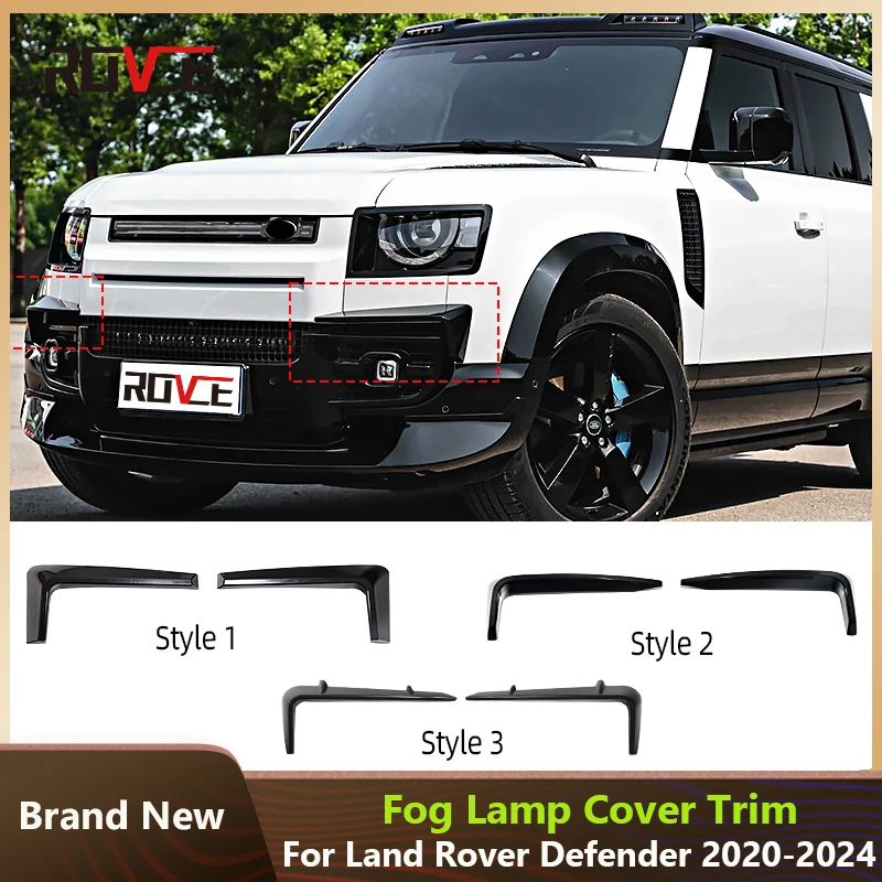 

ROVCE Fog Light Eyebrows Strips Sticker Lip Diffuser Spoiler Front Bumper Splitter for Land Rover Defender 2020 -2023 Body Kit