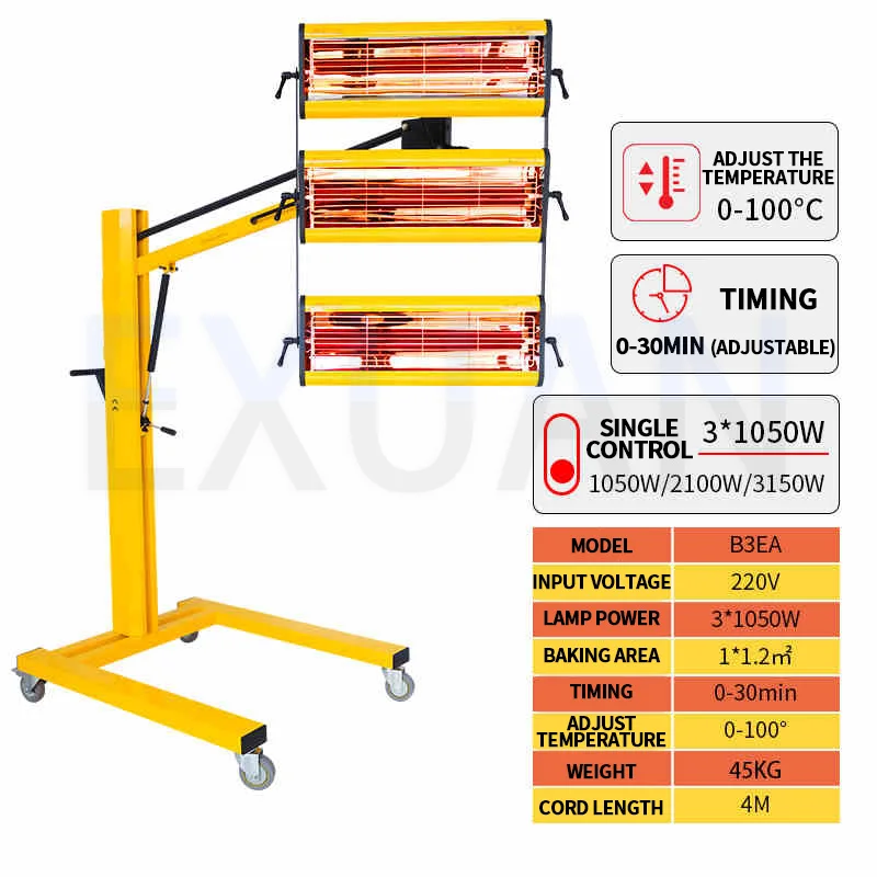 

Automobile Three Light Spray Paint Baking Lamp Baking Paint Room Shortwave Infrared Baking Paint Drying Lamp Paint Curing Lamp