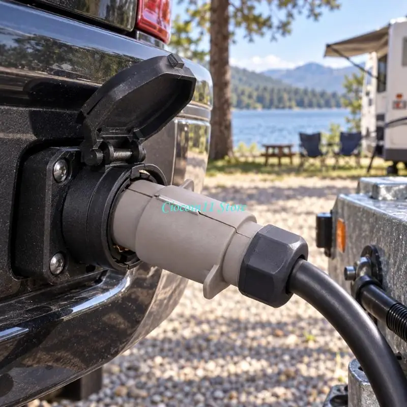 Y1UB Trailer Adapter with European-Style 7-Pin ABS Housing, and 12 V Connection for Basic Tow Vehicle Lighting Circuits