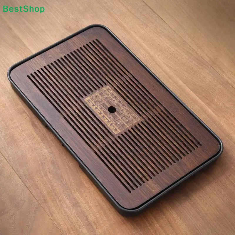 ♩Tea Tray Tea Set Kung Fu Tea Set Carved Table Drawer-style Storage & Draining Tea Tray Vintage Home Decor