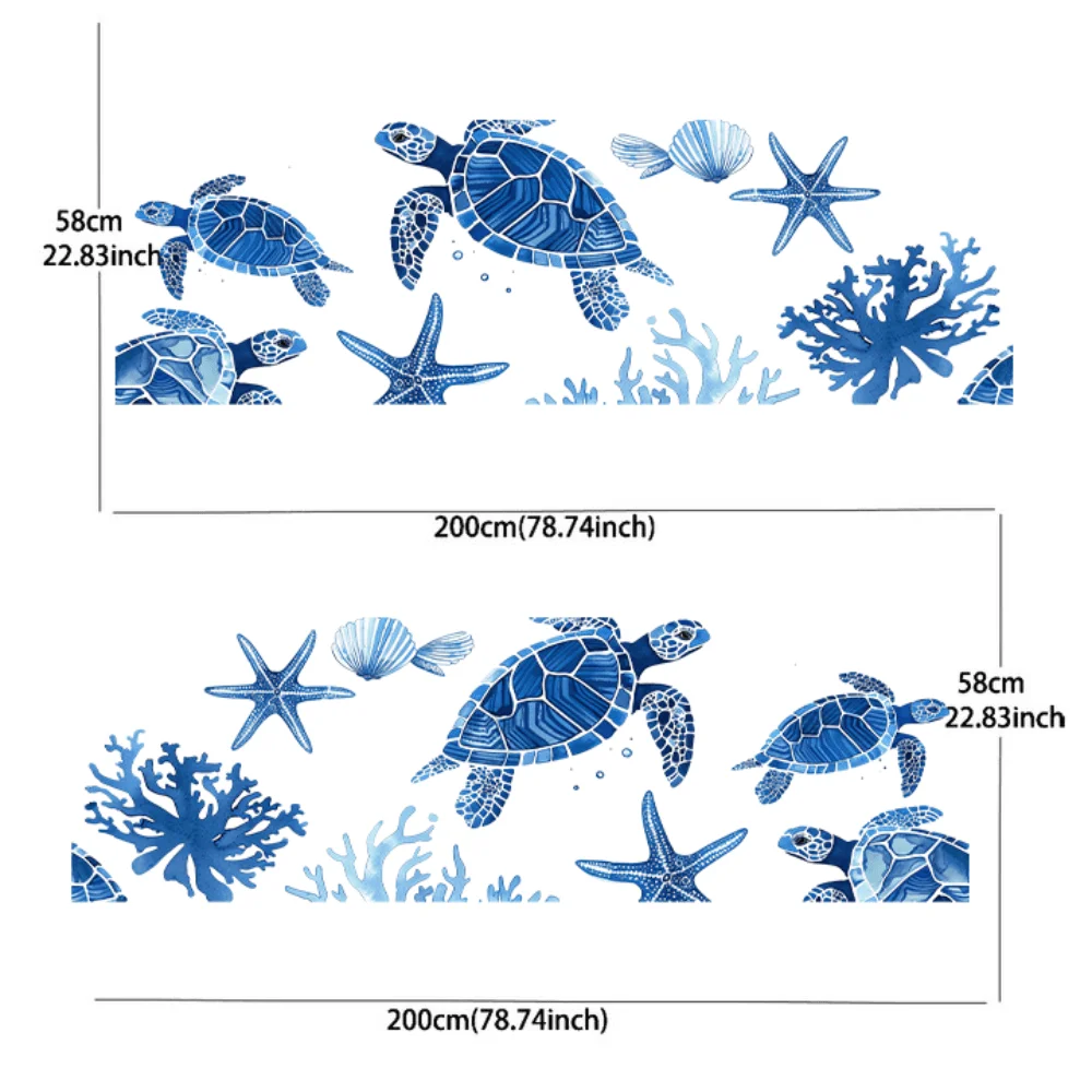 Blue sea turtle shell seaweed car sticker full body floral decoration covering scratches protect car sticker waterproof car viny