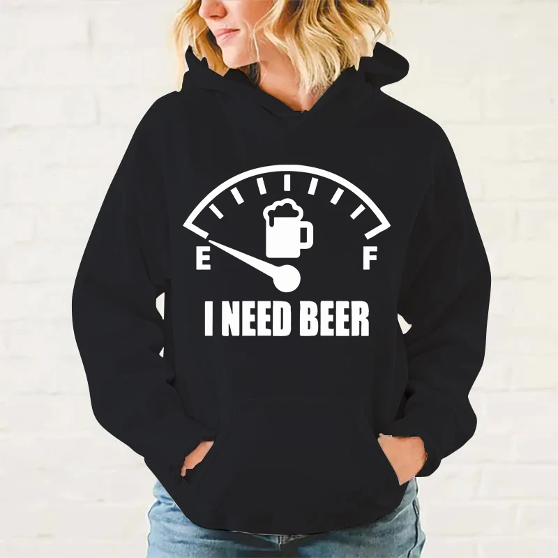 New I Need Beer Printing Hoodies For Women Men Autumn Winter Sweatshirt Fashion Streetwear Pullover Hooded