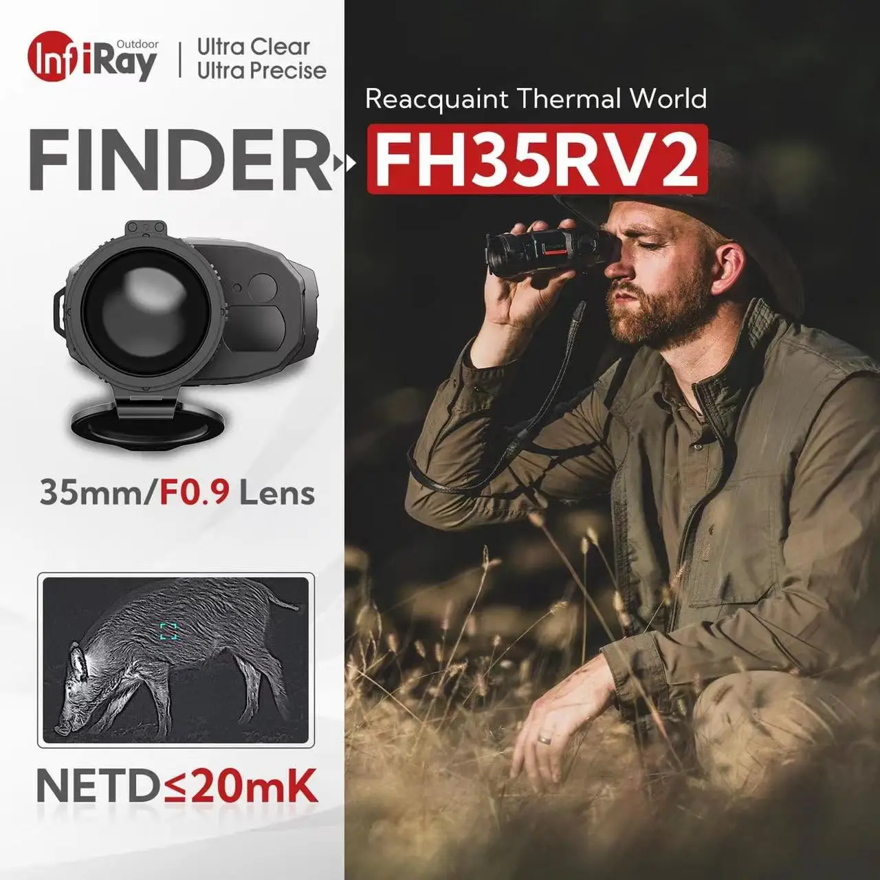 INFIRAY FH35R Infrared Thermal Imager for Hunting FH25R Adjustable Lens Outdoor Night Vision Thermal Monocular Riflescope