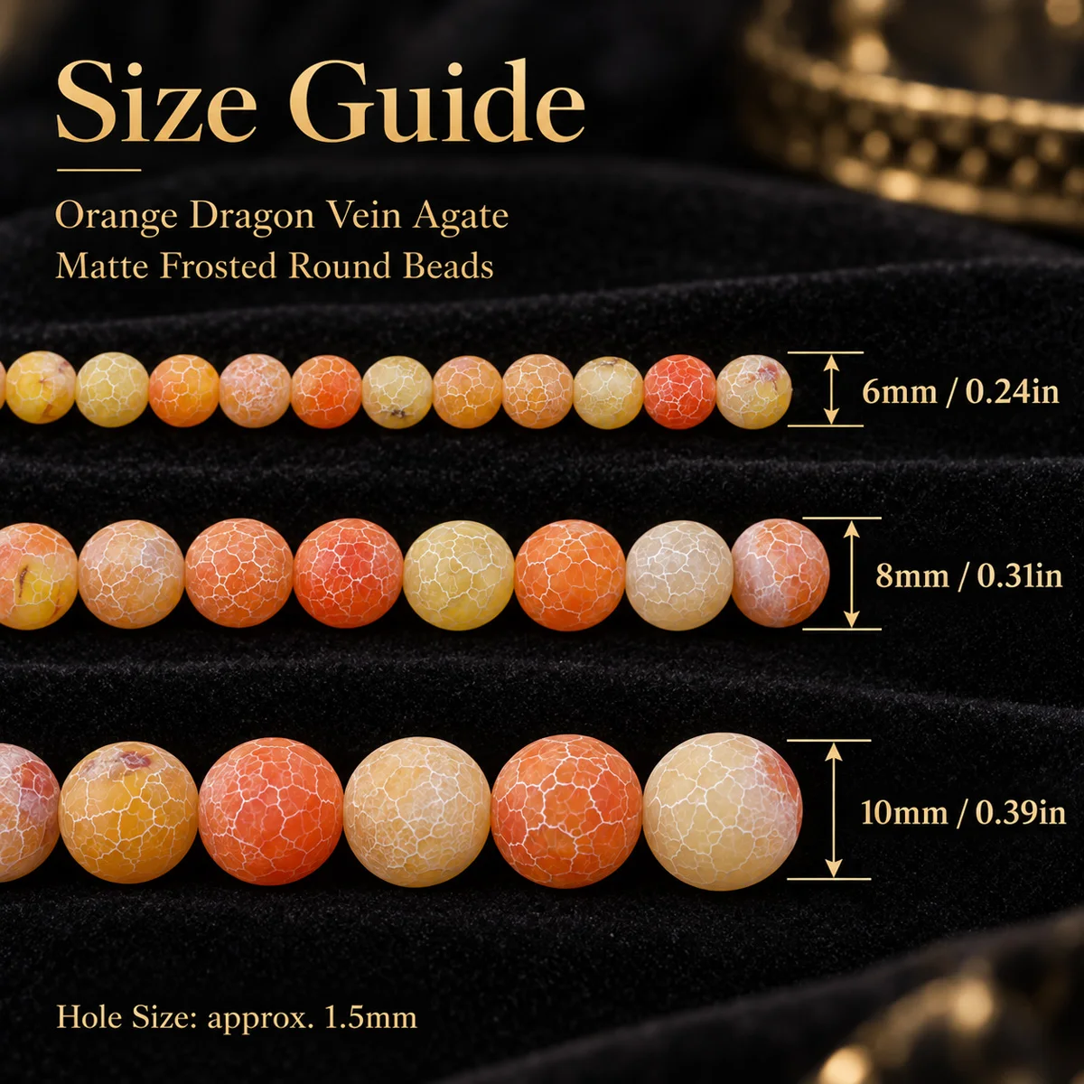 6/8/10mm Half Strand Natural Stone Orange Weathered Agate Round Smooth Spacer Beads for DIY Bracelet Necklace Jewelry Making