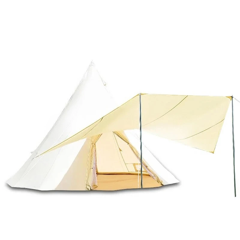 Camp pyramid tent with canopy outdoor thickened waterproof and sun protection camping tent portable pointed cotton tent