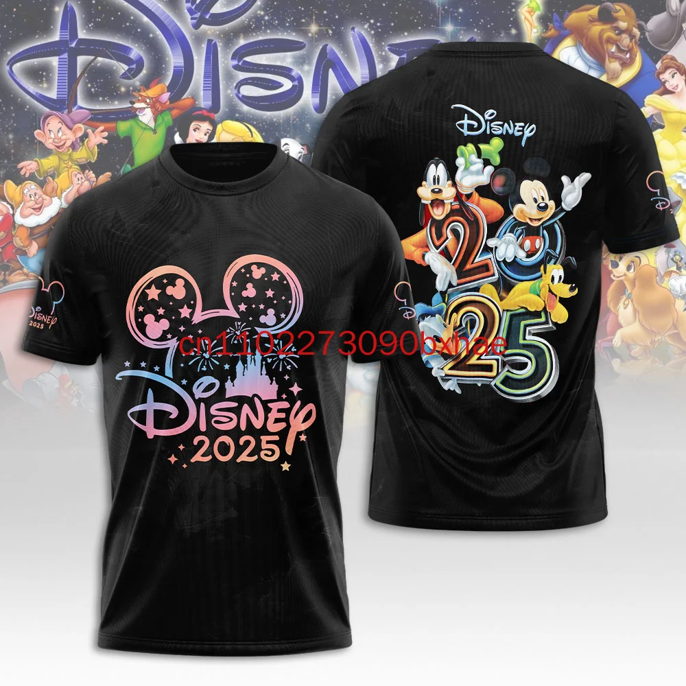 

2025 New Disney Men's Short Sleeve T-Shirt3D Printed Disney Resort Holiday Travel T-Shirt Men's and Women's Children's Top