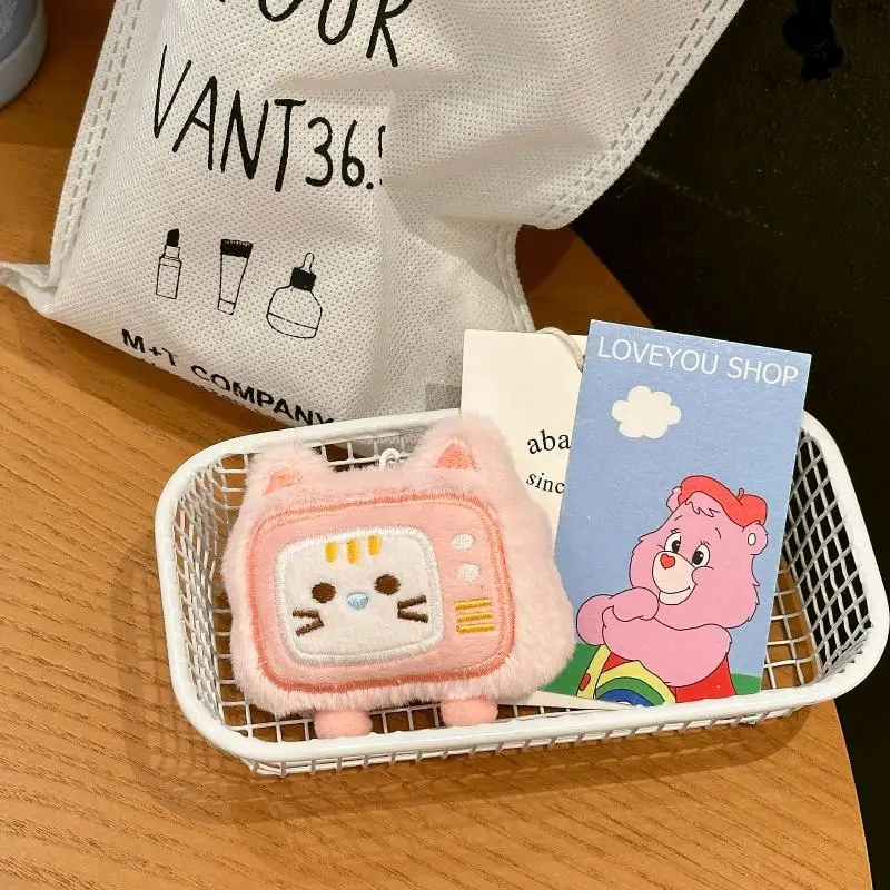 Leuke Cartoon TV Kat Pluche Decoratie Hanger Sleutelhanger Kawaii Kat Gevuld Pop Speelgoed Rugzak Hanger Ornament Accessoires Geschenken