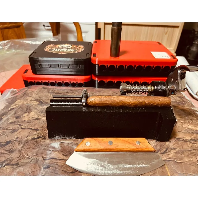 Tabletop Cigar Cutter Machine Heavy Duty Guillotine Cigar Punch Holder with Drawer cigar cutter