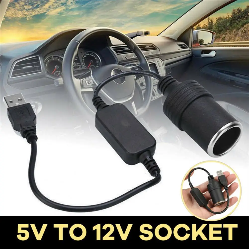 35cm/120cm Cigarette Igniter Adapter Professional 5V Male to 12V Female USB Cigarette Igniter Socket for Car