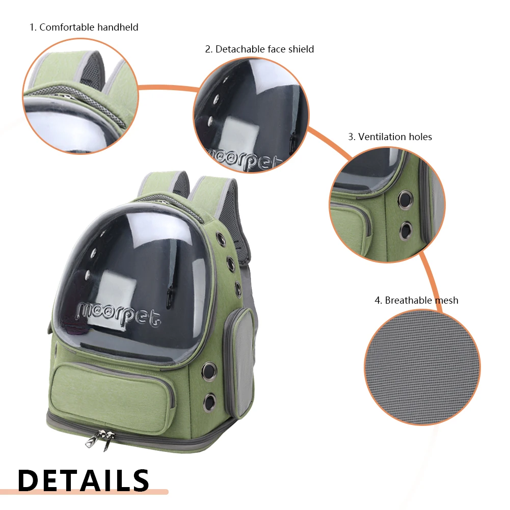 Breathable Space Capsule Pet Backpack Oxford Cloth Pet Cats Carrier Travel Bag Transparent Cover Portable for Cat Dog Transport