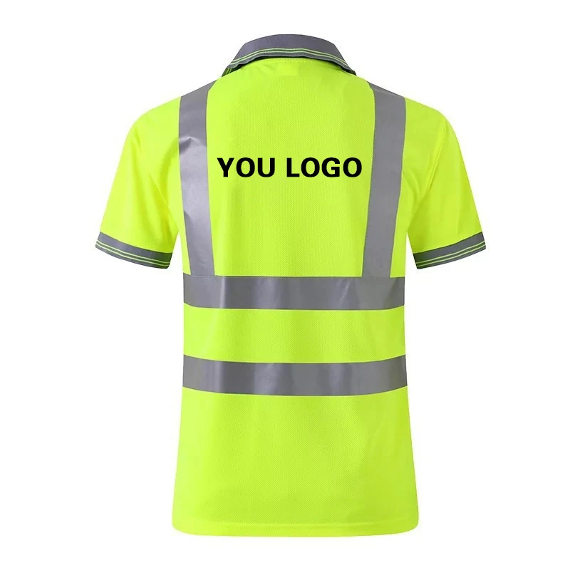 Imagem -06 - Colete Reflexivo de Segurança para Homens Logotipo Personalizado Vestuário Amarelo Fluorescente T-shirt com Fitas de Reflexão Colete de Trabalho