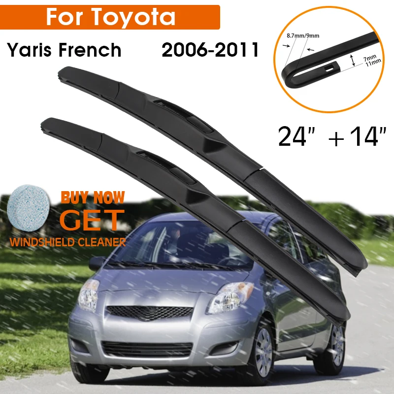 

Щетка стеклоочистителя автомобиля для Toyota Yaris French 2006-2011 лобовое стекло резиновый силиконовый запасной передний стеклоочиститель 24 "+ 14" LHDRHD аксессуары