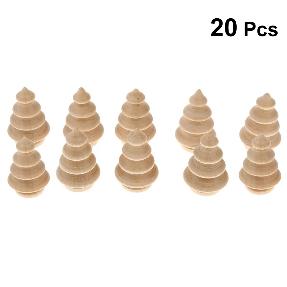 20pcs Creative and Fashion Blank DIY Wooden Christmas Tree Peg Dolls Party Cake Toppers DIY Cake Topper