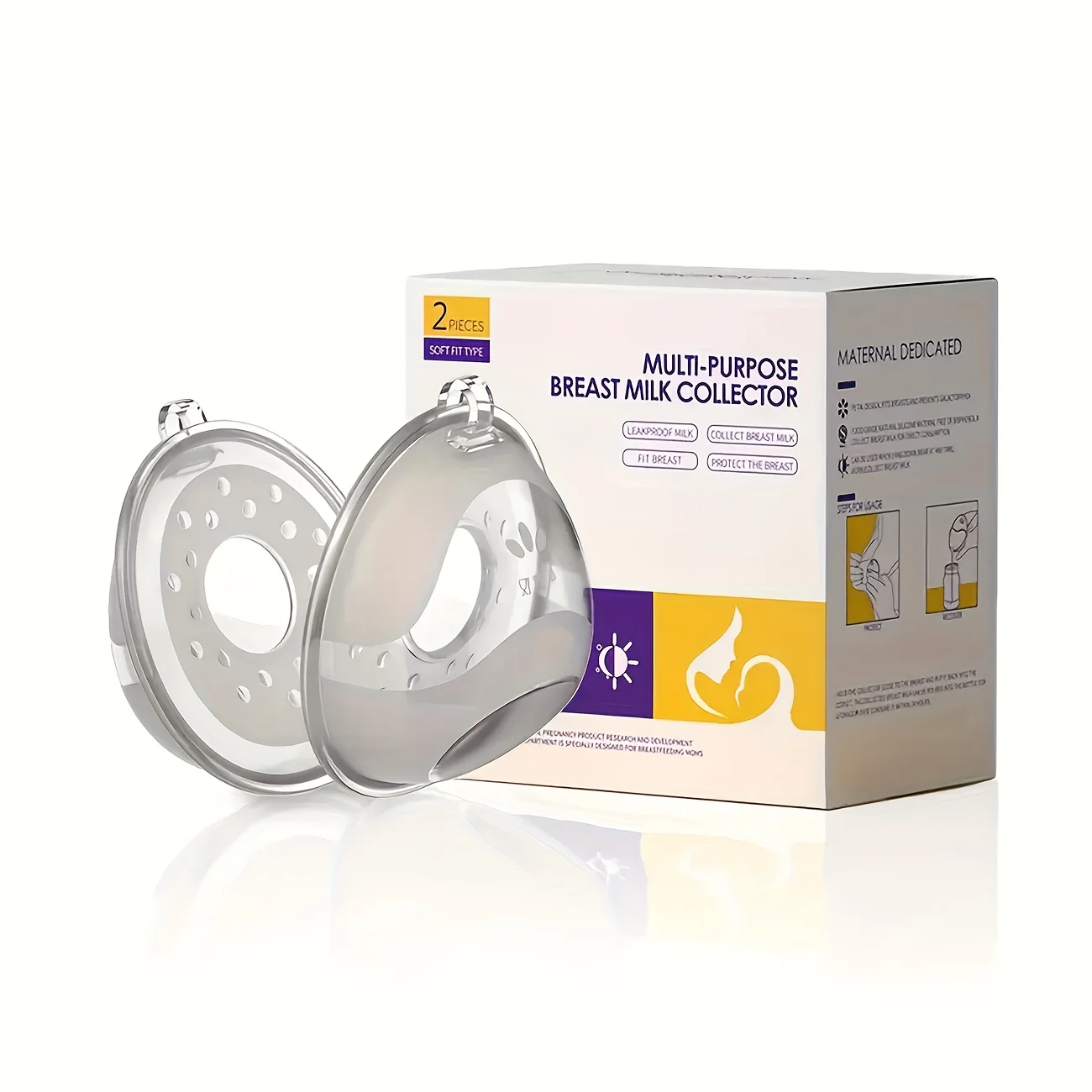 2pcs/pack New Wearable Silicone Breast Shields & Milk Collectors, Hands-Free Reusable Nursing Pads, Breast Milk Saver