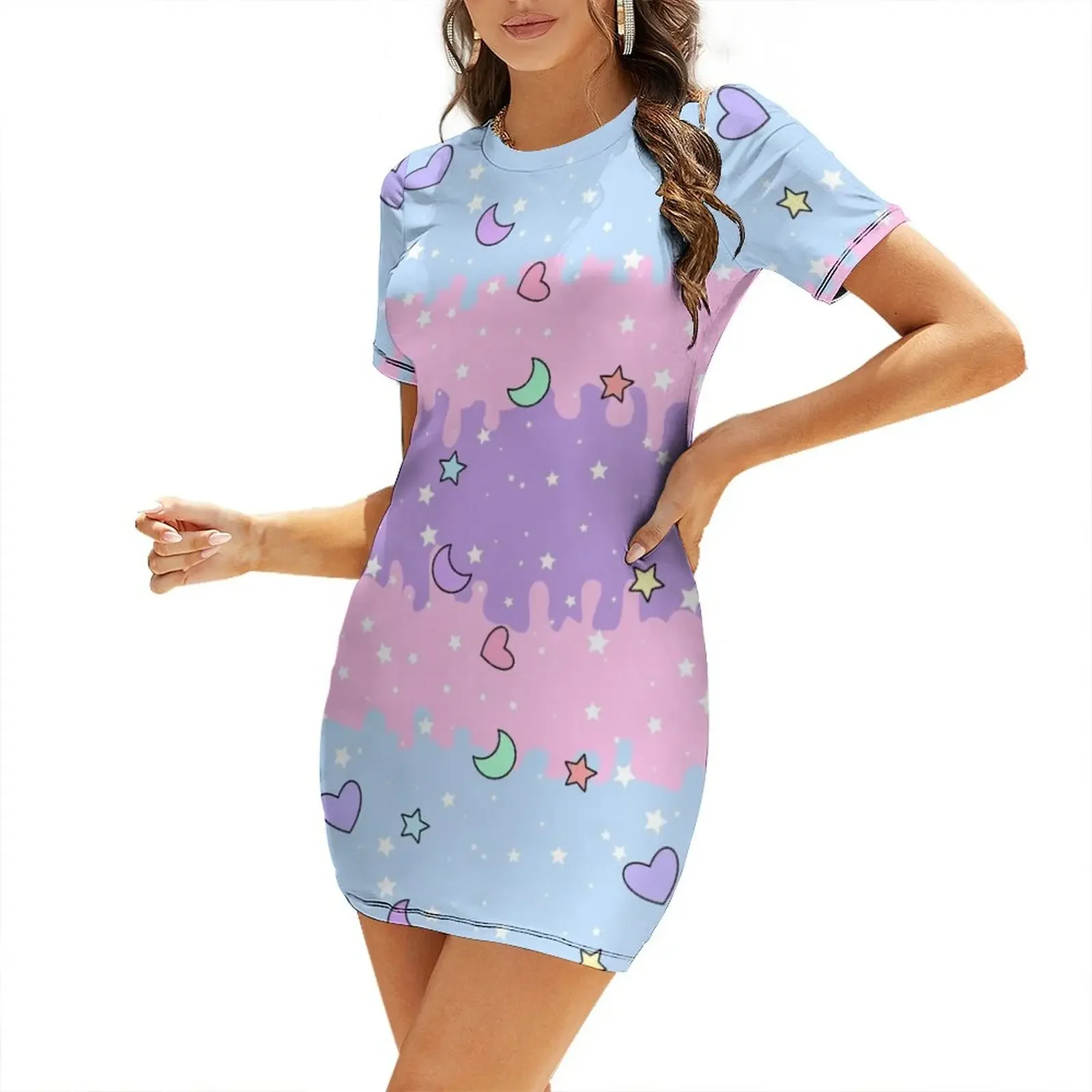 

Fairy Kei Dripping Starry Sky Short-Sleeved Dress women's luxury party dress women dress Women's summer suit