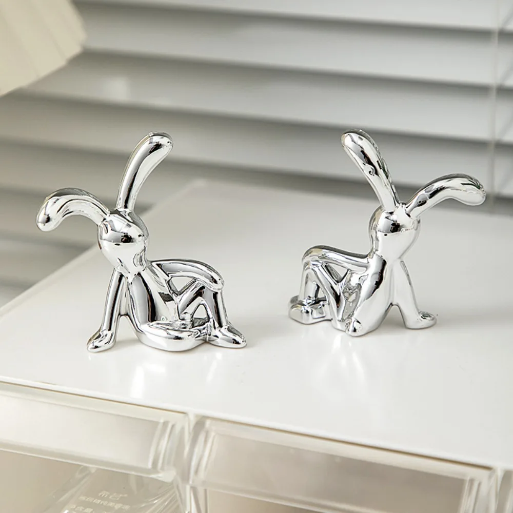 Cartoon Rabbit Decorative Ornaments Long Eared Rabbit Cute Home Furnishings Electroplating Eco-friendly Plastic