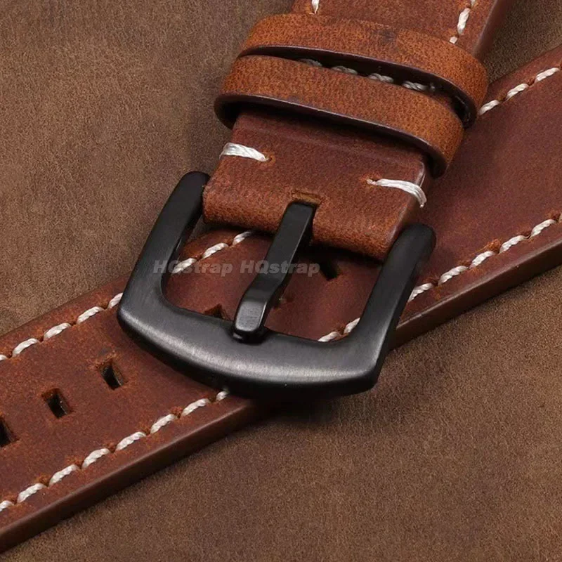 Кожаный ремешок в стиле ретро 18 мм, 19 мм, 20 мм, 21 мм, 22 мм, 24 мм, мягкий ремешок, водонепроницаемый браслет для ремешка для часов Seiko, быстросъемный браслет