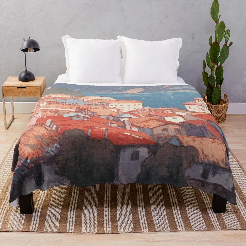 The town of Lugano by Yoshida Hiroshi Throw Blanket Kid'S Blankets Sofas Of Decoration Retros Bed linens Blankets