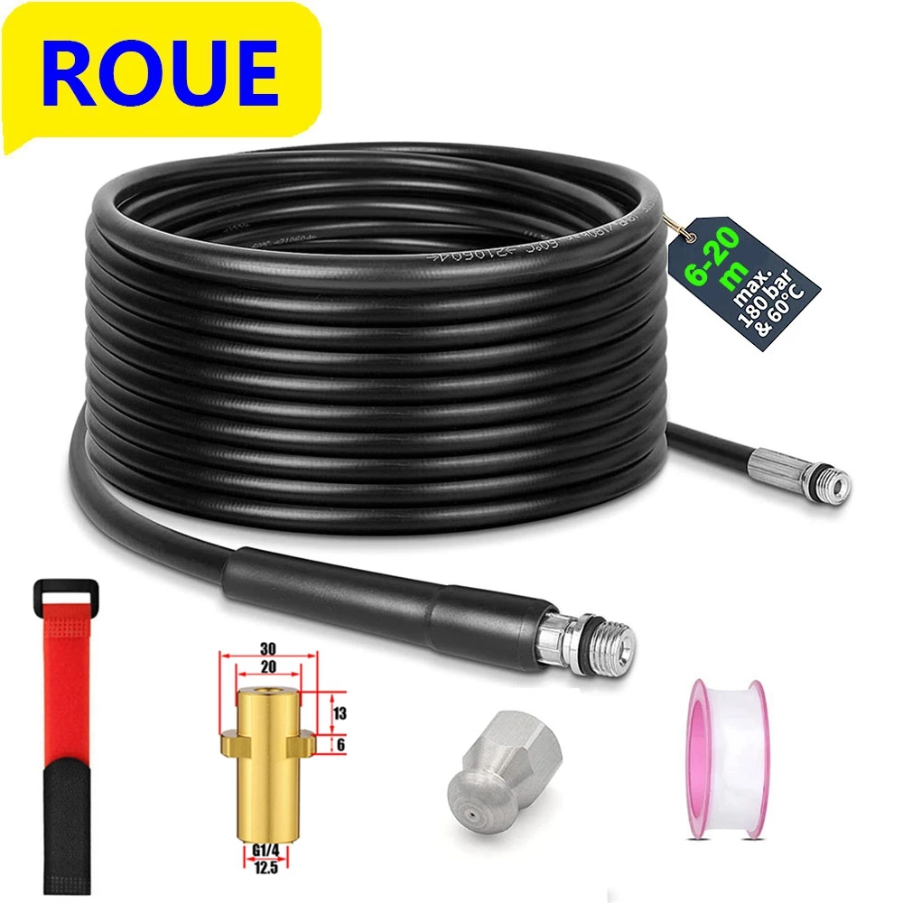 ROUE Sewer Drain Pipe Cleaning for Karcher K2-K7 Ferret Pipeline Water Cleaning High Pressure Hose Washer Nozzles Water Gun Cars