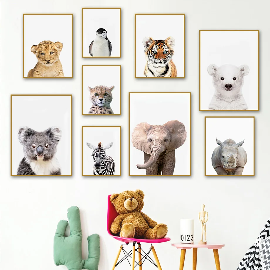 1 szt. bezramowy obraz na płót – Baby Nursery Zoo Animals recenzja i cena
