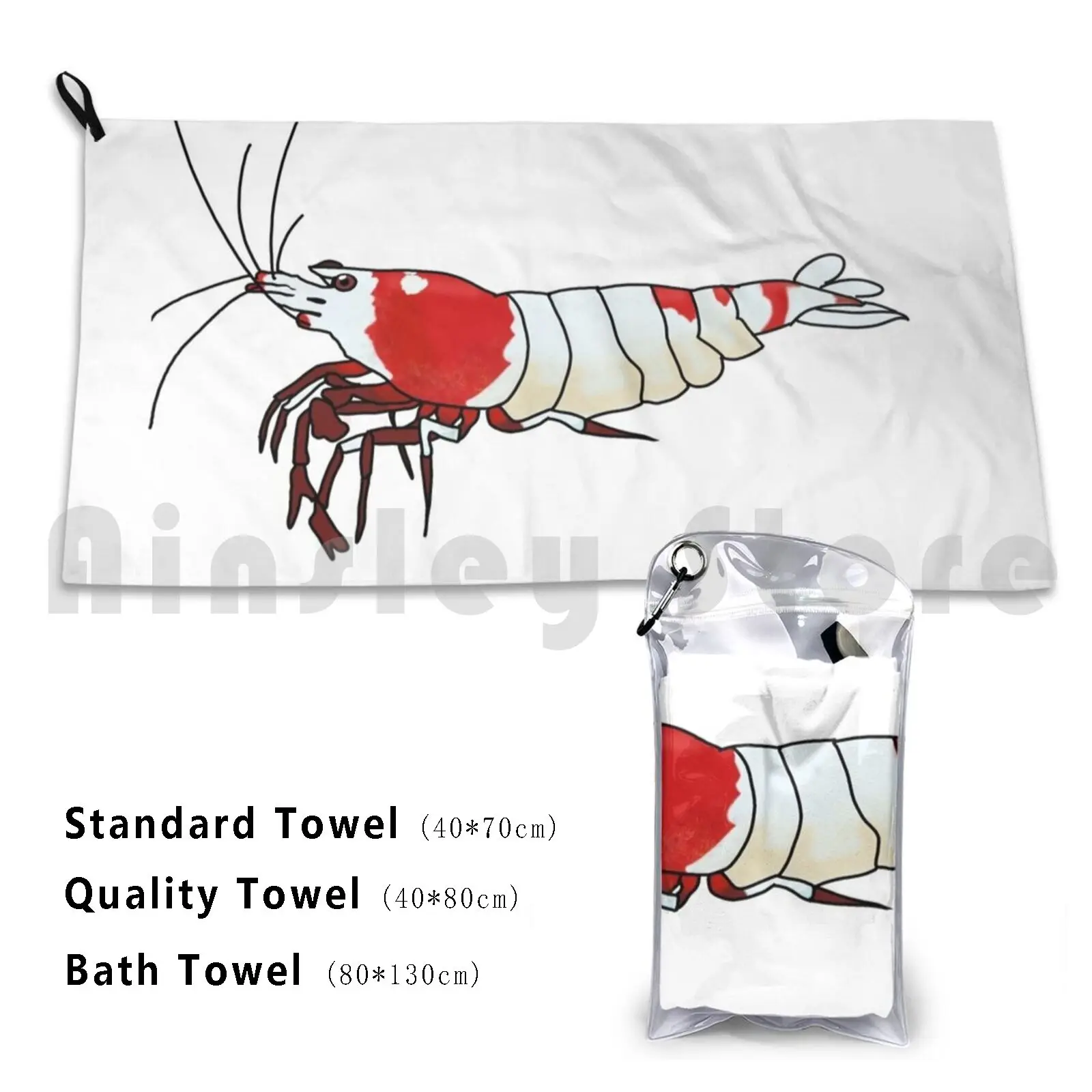 Red Crystal Shrimp Bath Towel Beach Cushion Red Crystal Shrimp Shrimp Crystal Nature Caridina Shrimp Neocaridina