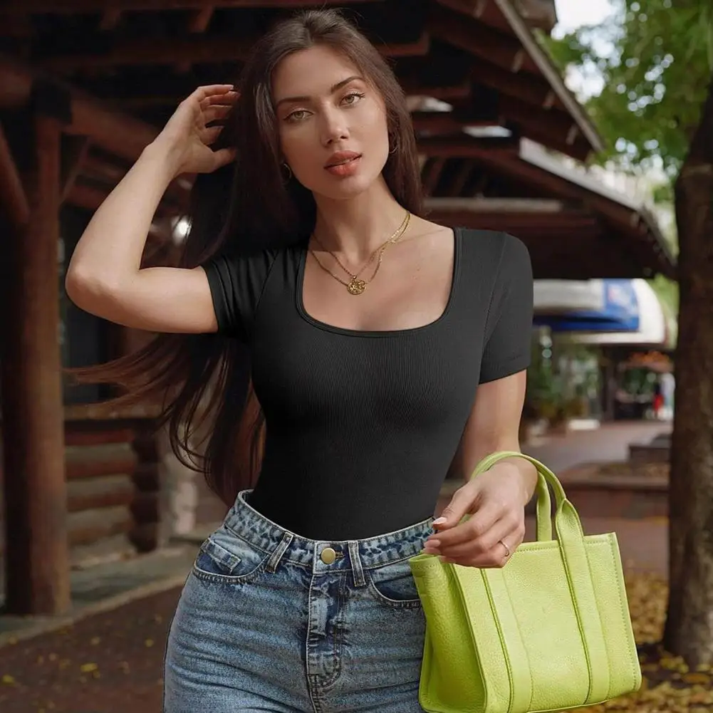 

Летнее женское боди без рукавов с U-образным вырезом, облегающая цельная одежда, квадратные боди, формирователи тела, живот