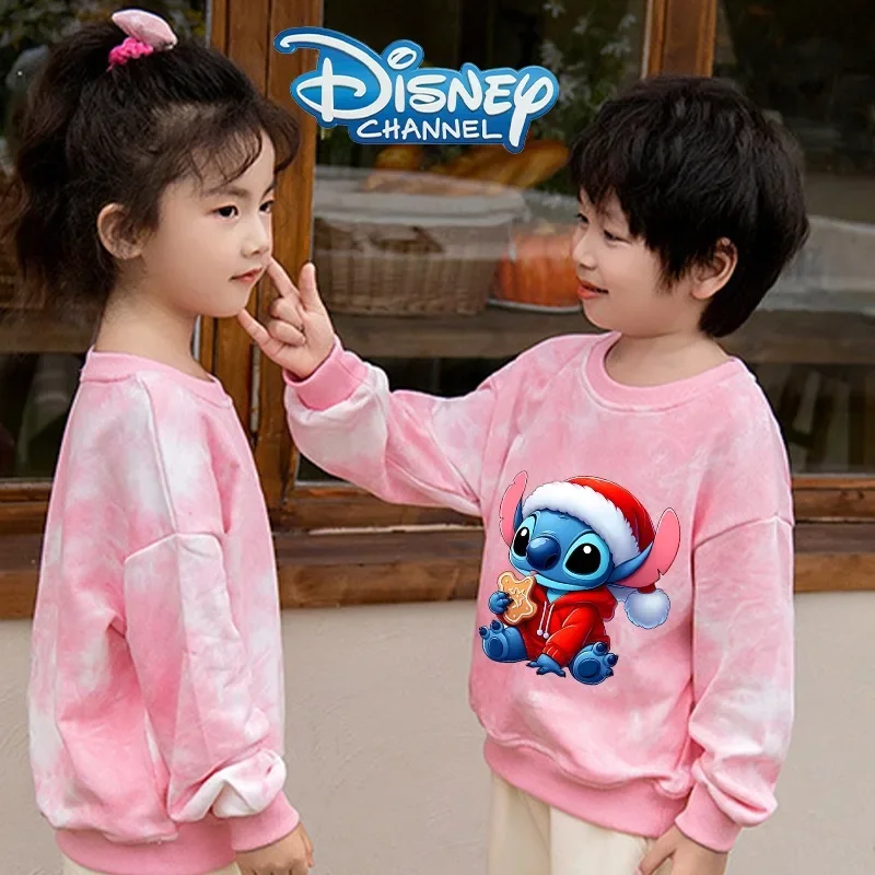 Disney Baby Christmas Sweatshirts Stitch Anime Street Trend Top Cute Boy Girl Cosplay Nativity Coat Xmas Party Dress Child Gift