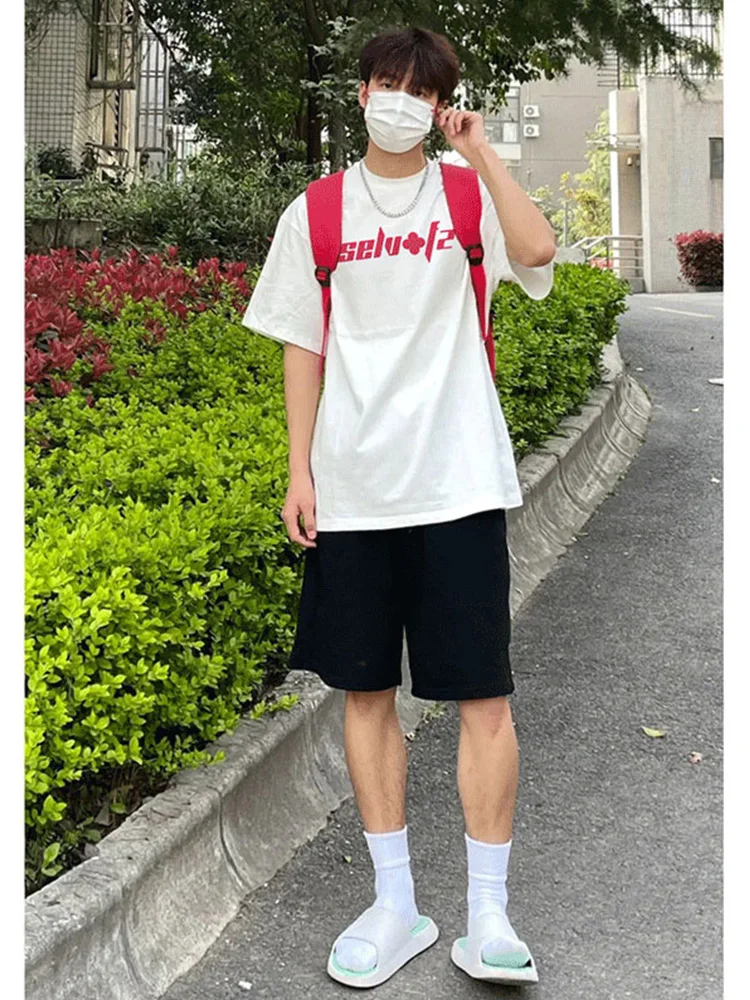 

Мужские базовые прямые брюки-капри (пять четвертей длины) для лета, для активного отдыха, в стиле хип-хоп, повседневные, свободного кроя