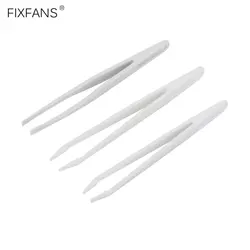 3 Piece White ESD Plastic Tweezers Set Flat Tip Anti-static Tweezers for Laboratory Work Craft DIY Hand Tools