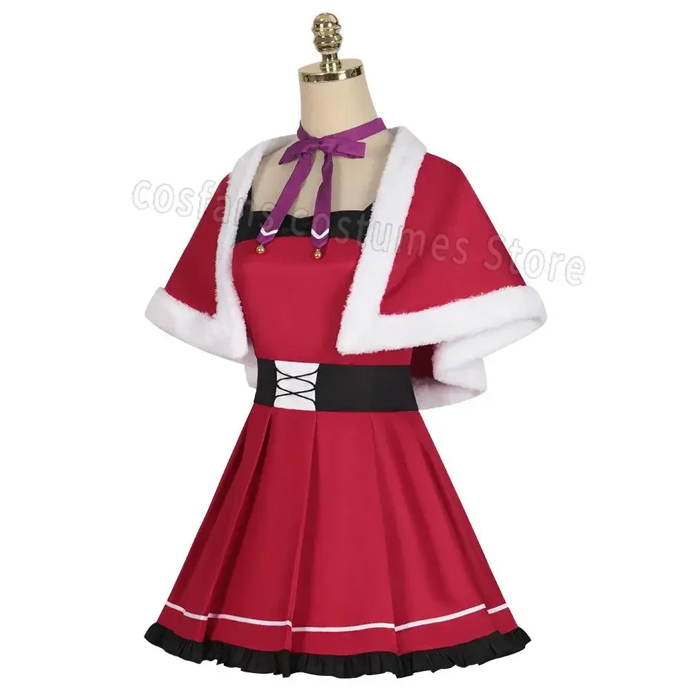 Disfraz de Cosplay de Anime Oshi No Ko Ai Hoshino para mujer, traje de Navidad, vestido rojo Lolita, juego de rol, sombrero de fiesta, traje de Legwear