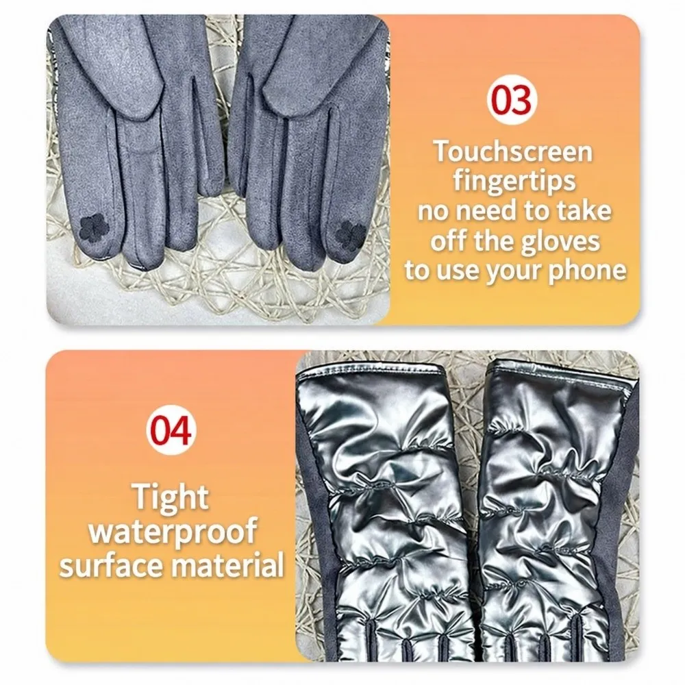 Waterproof Touch Screen Gloves Coldproof Plus Velvet Cycling Gloves Windproof Down Cloth Suede Driving Gloves Winter Season