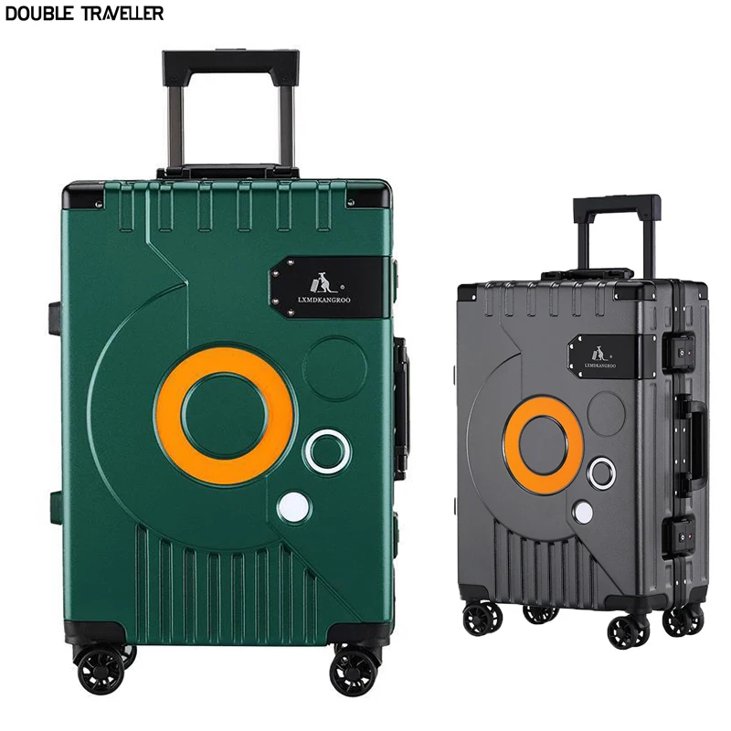 Universal Roda Tecnologia Bagagem, Transporte na Mala Cabine, Moldura De Alumínio, Moda Trolley Case, Luxo, Novo, 20 ", 26"