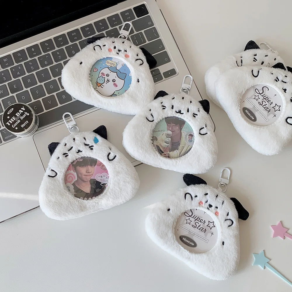 Portatarjetas con insignia de perro y bola de arroz de dibujos animados Kawaii, funda protectora para foto de estudiante a la moda, colgante decorativo para bolso de niña bonita