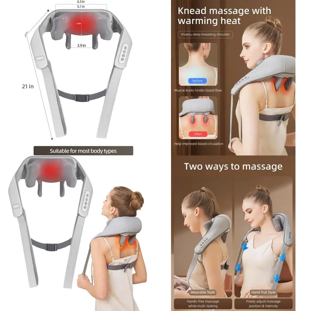 

Теплотерапевтический массажер для шеи и плеч для глубокого облегчения тканей и улучшения кровообращения — идеальный подарок для мужчин и женщин