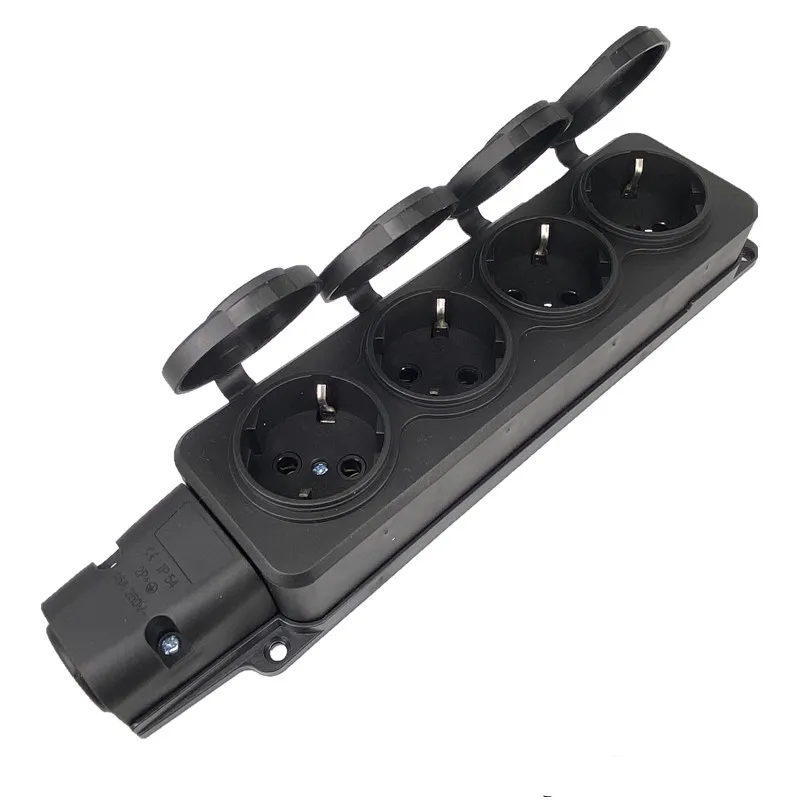 EU 3/ 4 Ways Outdoor Waterproof Power Socket IP54 16A 3500W Rainproof Outlet With Cover For Germany Russia