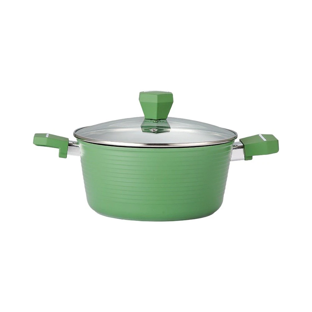 Alloy Cooking Pot with Dual Insulated Handles for Soup Noodle Congee Making Compatible with Induction Gas Stoves