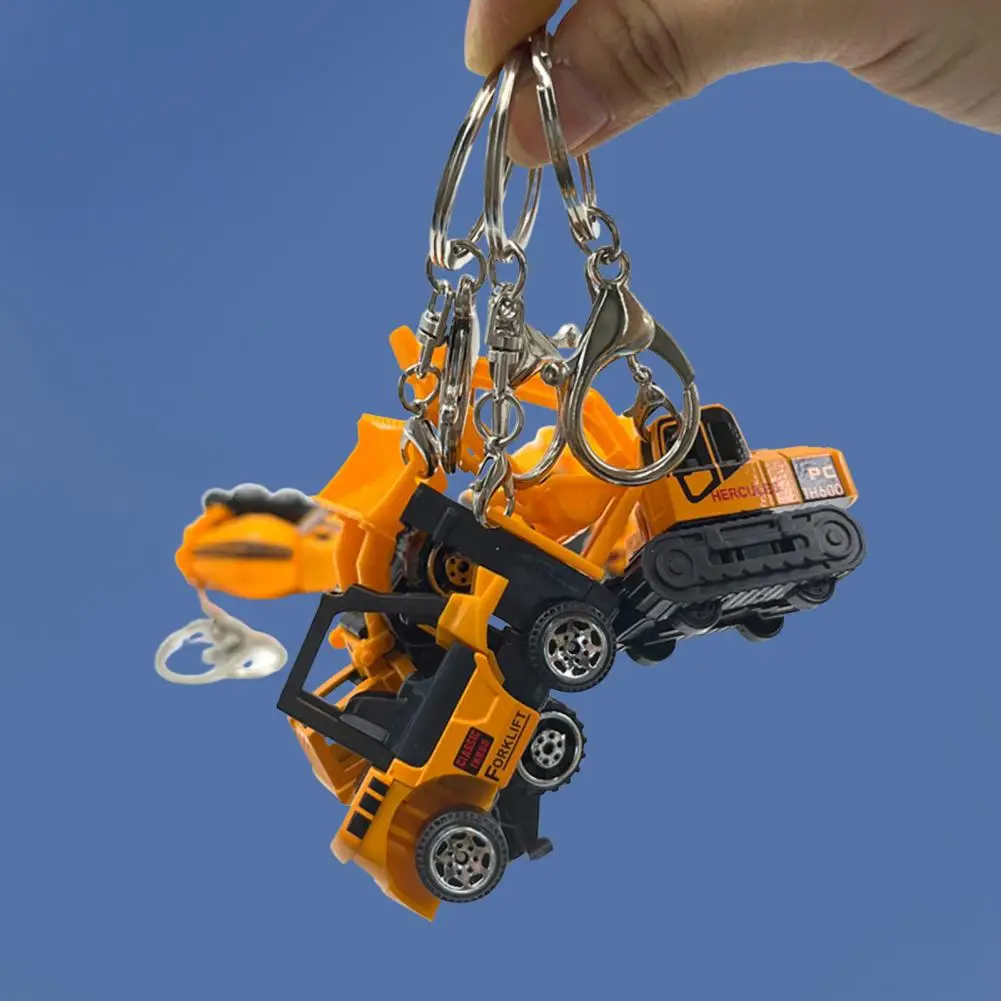 Fashion Car Key Ring Three-dimensional Mini Truck Keychain 1:64 Scale Engineering Car Model Toy Excavator Key Ring  Ornament