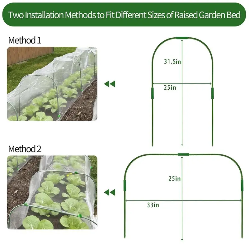 B84B-Garden Arch Support Kit - Tunnel-Style Hoop Set (Includes Connectors And Clips) For Vegetable And Plant Protection