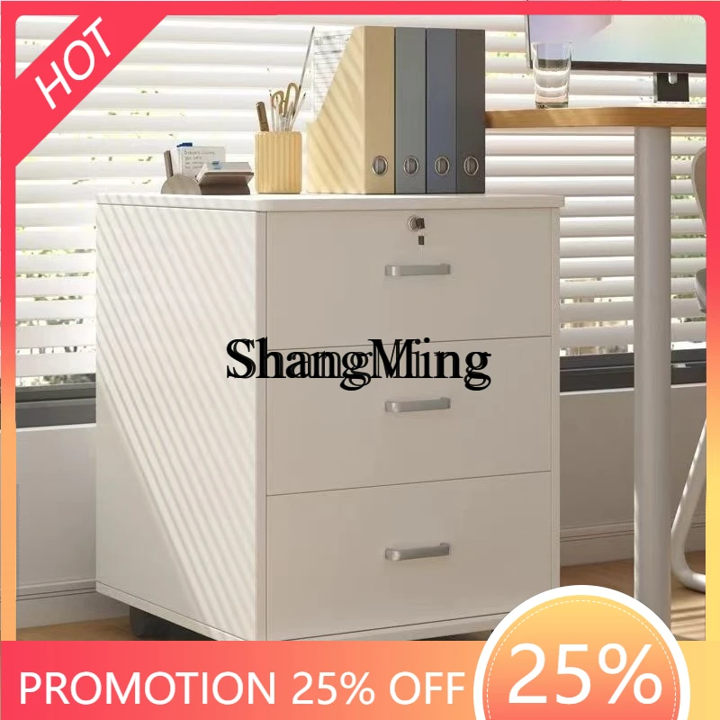 

SM New Wooden File Cabinet Office Locked Mobile Storage Cabinet Drawer Under Table Storage Low Cabinet