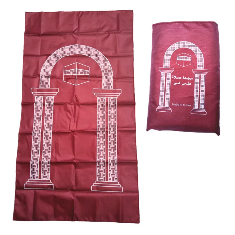 Portable Polyester Prayer Mat Waterproof Print Muslim Prayer Mat Lightweight Easy Carrying Prayer Rug Travel Prayer