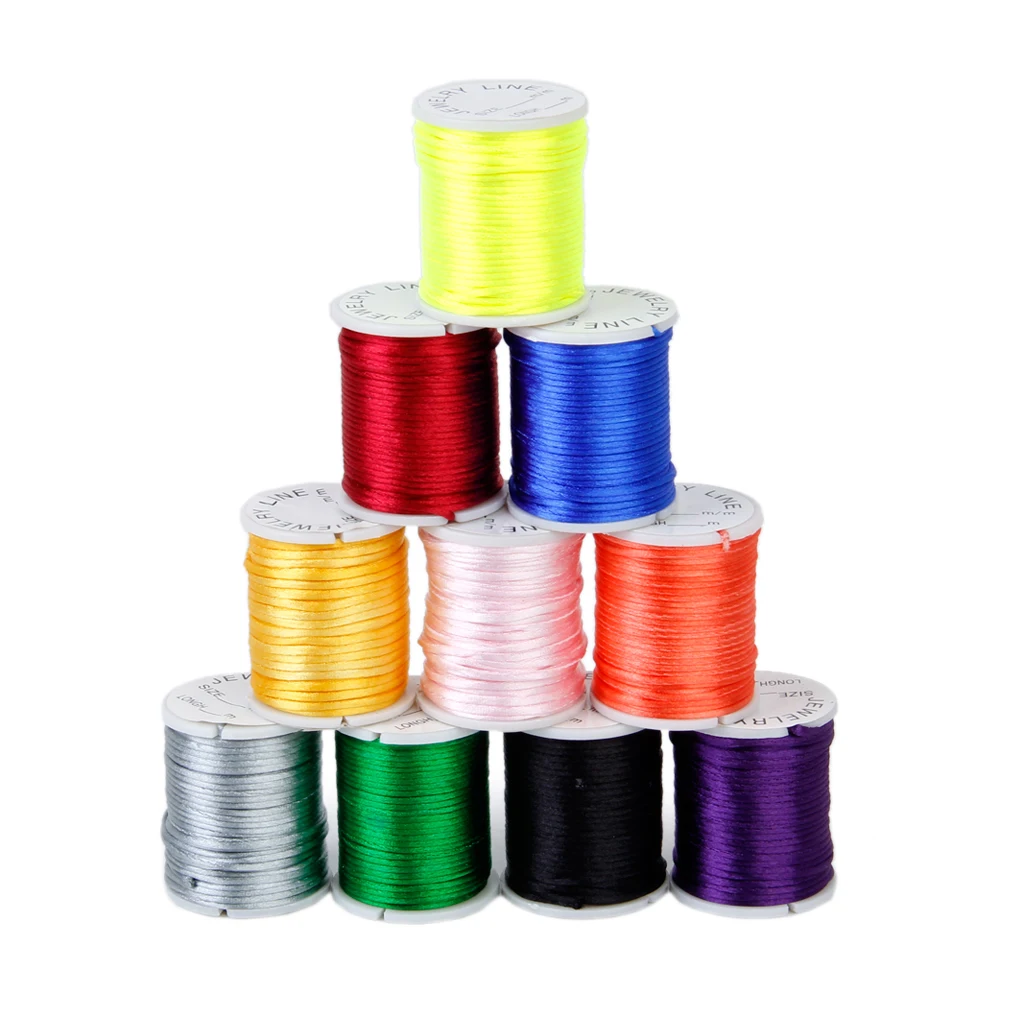 

10 Colors 1/2mm Silk Nylon Cord DIY Rattail String Beading 6/4m Colorful