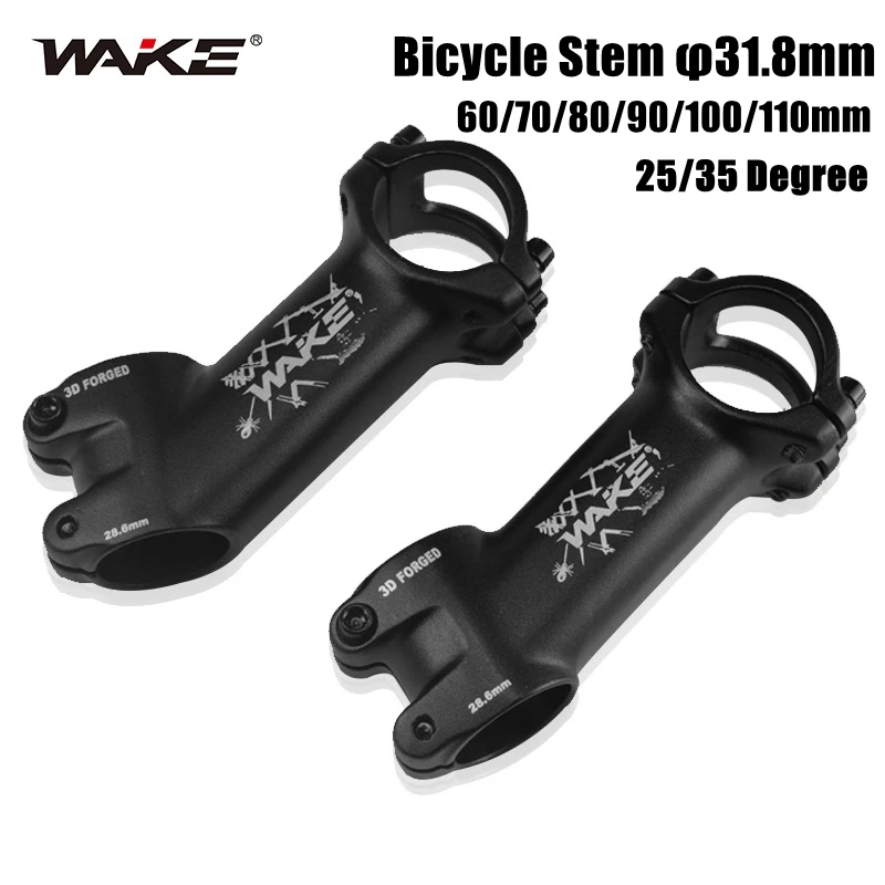 

WAKE Ultralight Bike Stem 25 35 Degree MTB Power 31.8mm 60/70/80/90/100/110mm Mountain Road Bicycle Handlebar Stem Bicycle Part