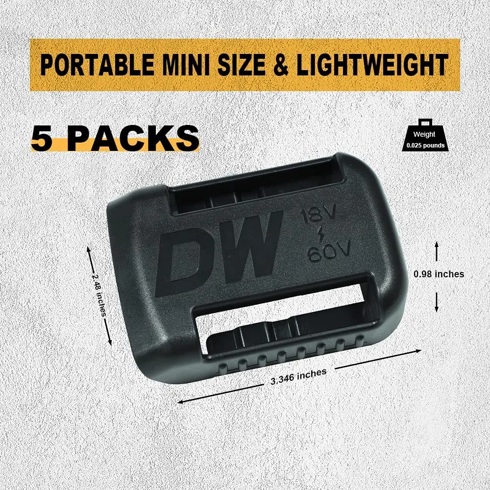 Para dewalt 18v 20v 60v suporte da bateria de armazenamento de parede montagens stander montar display cabide doca bateria fivela cinto 5/10 pçs preto