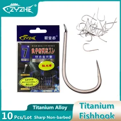 ZYZHE Titanium New Kanto Hook 10pcs/Bag 8 Size Sharper Barbedless Titanium Alloy Anti-corrosion Sea or Freshwater Fishing Hooks