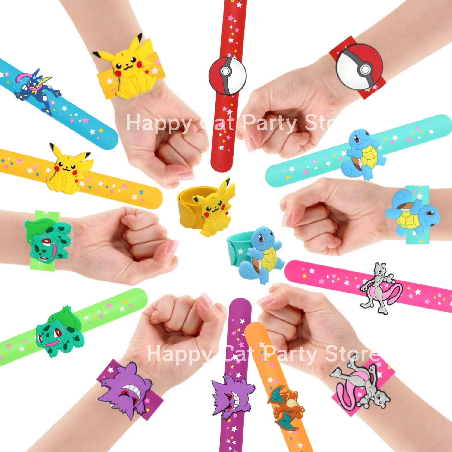 Pokemon Bracelet Wristbands Cute Pikachu Charmander Children Cartoon Silicone Wristband Bracelets Party Toys DIY Cosplay Gifts