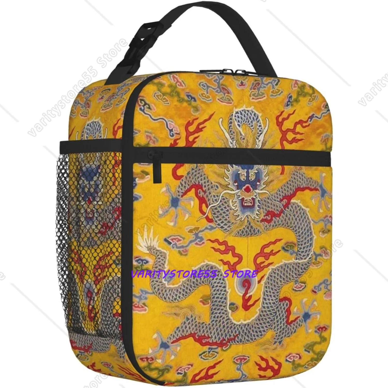 Ancient Chinese Qing Dynasty Eror'S Dragon Reusable Insulated Cooler Lunch Bag for Women Men Leakproof Portable Lunch Box