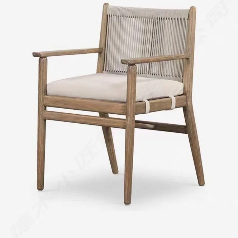 Krzesło do jadalni z litego drewna w stylu nordyckim, nowoczesne, proste, lekko luksusowe, wysokiej klasy krzesło z oparciem, krzesło do jadalni, rattanowe krzesło do salonu, B&B