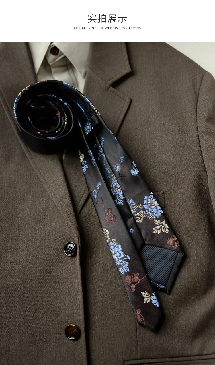 8cm Neue Blumenkrawatte für Herren Vintage Luxus-Krawatte mit Bambus- & Blumenmuster für Anzug und Hemd – Detail 11