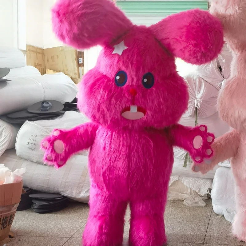 Nadmuchiwany różowy królik pluszowy ludzki noszący maskotki centrum nadmuchiwane rekwizyty duże ozdoby niestandardowa odzież dla lalek z kreskówek bez baterii